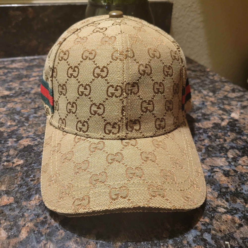 Gucci Beige Brown Monogram Baseball Cap